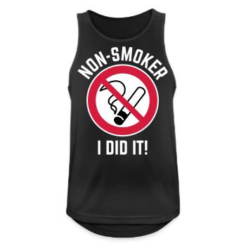 Non-Smoker – I Did It! (3C / W) - Männer Tank Top atmungsaktiv - Schwarz - Vorne - Nick (188cm)