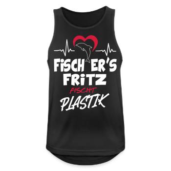 Fischers Fritz fischt Plastik Klimaschutz Meer - Männer Tank Top atmungsaktiv - Schwarz - Vorne - Nick (188cm)