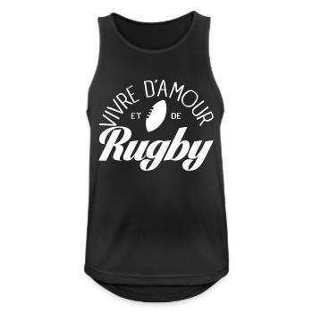 Vivre D'amour et de Rugby - Débardeur respirant Homme - noir - Devant - Nick (188cm)