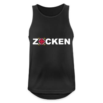 zocken online PC gaming Konsole %zocker #zocken - Männer Tank Top atmungsaktiv - Schwarz - Vorne - Nick (188cm)