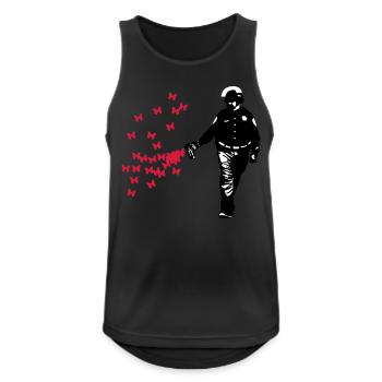 Polizei - Streetart Pepper Spray Cop Butterfly - Männer Tank Top atmungsaktiv - Schwarz - Vorne - Nick (188cm)