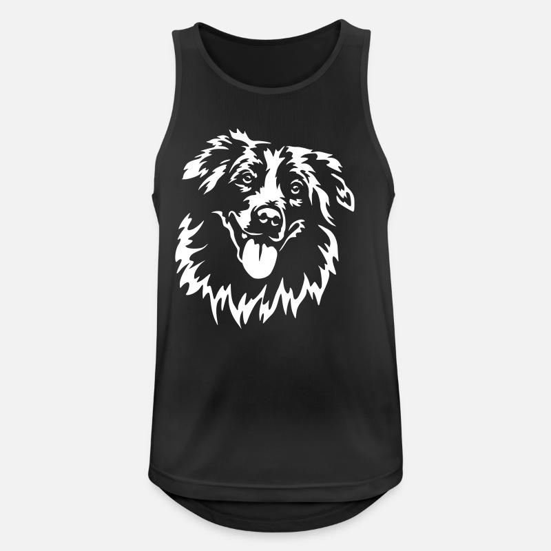 Australian Shepherd Kopf "Black Edition" - Männer Tank Top atmungsaktiv - Schwarz