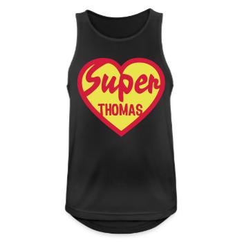 thomas Super Herz Liebe Herz - Männer Tank Top atmungsaktiv - Schwarz - Vorne - Nick (188cm)