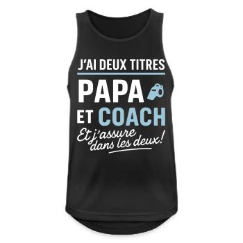 Papa et Coach Fête des Pères - Débardeur respirant Homme - noir - Devant - Nick (188cm)