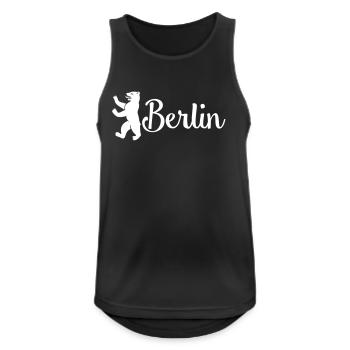 Berlin Bär Logo Schriftzug - Männer Tank Top atmungsaktiv - Schwarz - Vorne - Nick (188cm)
