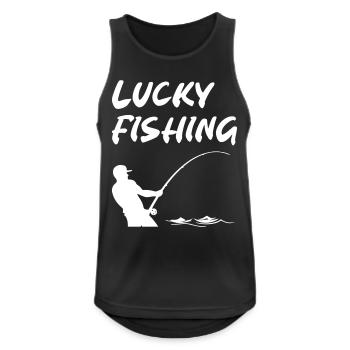 Lucky Fishing - Männer Tank Top atmungsaktiv - Schwarz - Vorne - Nick (188cm)