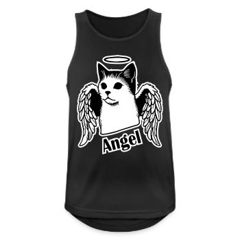 Katze mit Flügeln und Heiligenschein - Angel Cat Design - Männer Tank Top atmungsaktiv - Schwarz - Vorne - Nick (188cm)
