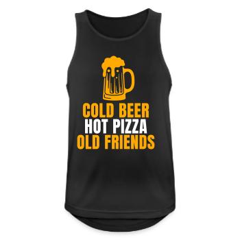 Cold Beer Hot Pizza Old Friends Spruch - Männer Tank Top atmungsaktiv - Schwarz - Vorne - Nick (188cm)