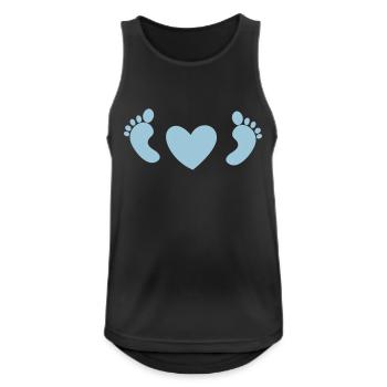 pieds de bébé avec coeur d'amour en bleu - Débardeur respirant Homme - noir - Devant - Nick (188cm)