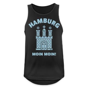 Hamburg – Moin Moin (Hamburgisch / Wappen) - Männer Tank Top atmungsaktiv - Schwarz - Vorne - Nick (188cm)