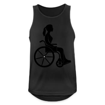 Rollstuhl Frau - Männer Tank Top atmungsaktiv - Schwarz - Vorne - Nick (188cm)