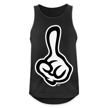 Erhobener Zeigefinger (Finger / Linke Hand NEG2C) - Männer Tank Top atmungsaktiv - Schwarz - Vorne - Nick (188cm)