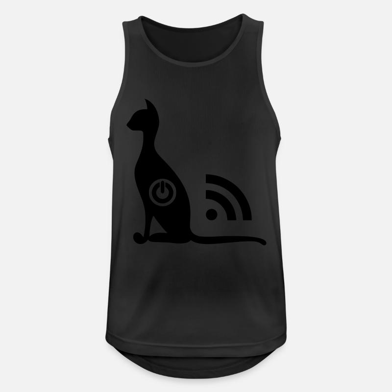 Katze WLAN EIN AUS - Männer Tank Top atmungsaktiv - Schwarz