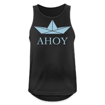 Ahoy (Paper Ship / Seaman / Greeting / Skyblue) - Men's Breathable Tank Top - black - Front - Nick (188cm)