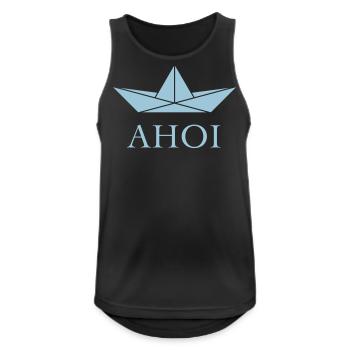 Ahoi (Paper Ship / Seaman / Greeting / Skyblue) - Men's Breathable Tank Top - black - Front - Nick (188cm)