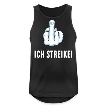 Stinkefinger – Ich Streike! (Streik Streikposten) - Männer Tank Top atmungsaktiv - Schwarz - Vorne - Nick (188cm)