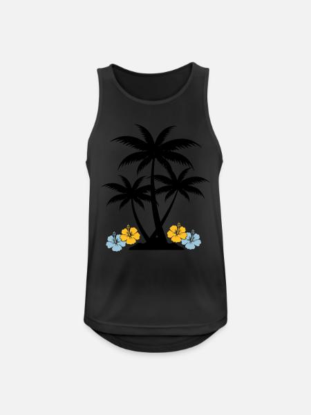Palm hibiscus - Men's Breathable Tank Top - black