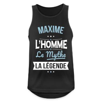 Maxime - L'Homme - Le Mythe - La Légende - Débardeur respirant Homme - noir - Devant - Nick (188cm)