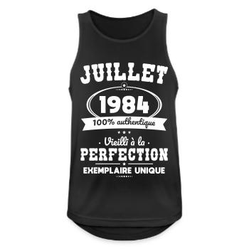 40-jähriges Jubiläum - Juli 1984 Perfektion - Männer Tank Top atmungsaktiv - Schwarz - Vorne - Nick (188cm)