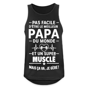 Herz + Bodybuilding – Super Papa Muskuläres Bodybuilding - Männer Tank Top atmungsaktiv - Schwarz - Vorne - Nick (188cm)
