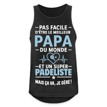 Herz + Padel – Super Dad Padel Spieler - Männer Tank Top atmungsaktiv - Schwarz - Vorne - Nick (188cm)