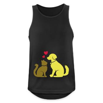 Amis des animaux / chat et chien / BFF - Débardeur respirant Homme - noir - Devant - Nick (188cm)