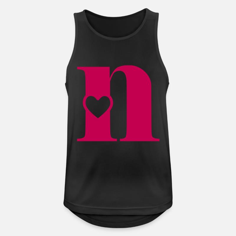 Buchstabe n Anfangsbuchstabe mit Herz - Männer Tank Top atmungsaktiv - Schwarz
