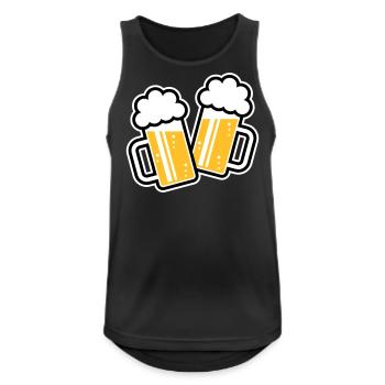 2 chopes de bière grillées, santé ! (chope de bière / 3C) - Débardeur respirant Homme - noir - Devant - Nick (188cm)