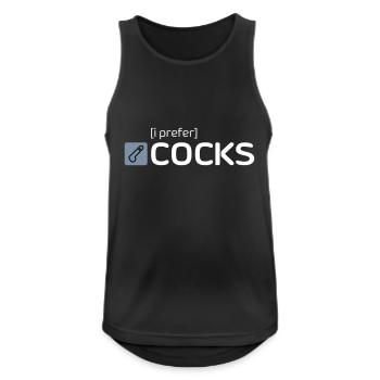 [i prefer] COCKS - Männer Tank Top atmungsaktiv - Schwarz - Vorne - Nick (188cm)