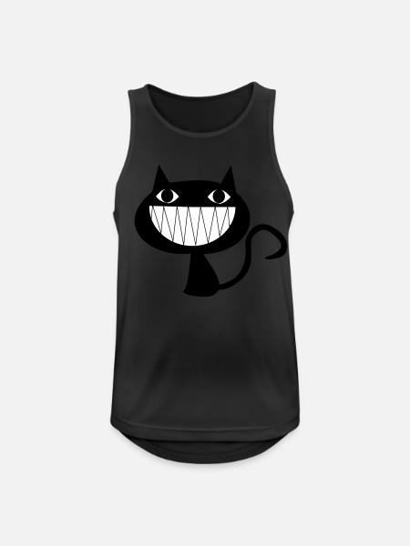 Laughing cat with teeth - Men's Breathable Tank Top - black