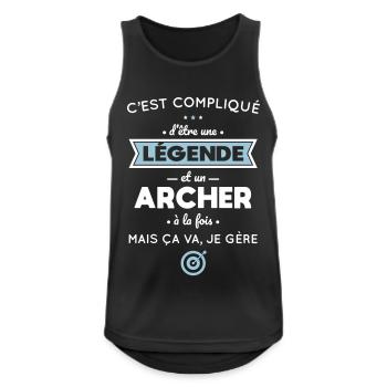 Compliqué d'être une légende et un archer - Débardeur respirant Homme - noir - Devant - Nick (188cm)