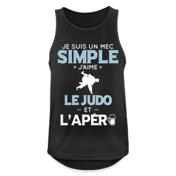 Cadeau judo - Mec simple aime le judo et l'apéro - Débardeur respirant Homme - noir - Devant - Nick (188cm)