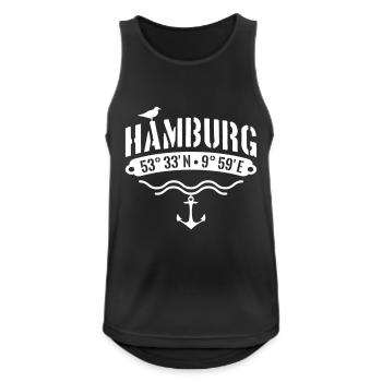 Hamburg Koordinaten Anker Möwe Längengrad - Männer Tank Top atmungsaktiv - Schwarz - Vorne - Nick (188cm)