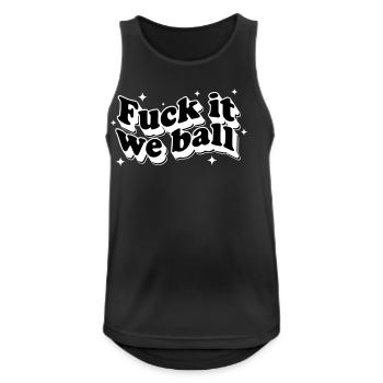 Scheiß drauf, wir sind Ball – Retro Stars White - Männer Tank Top atmungsaktiv - Schwarz - Vorne - Nick (188cm)