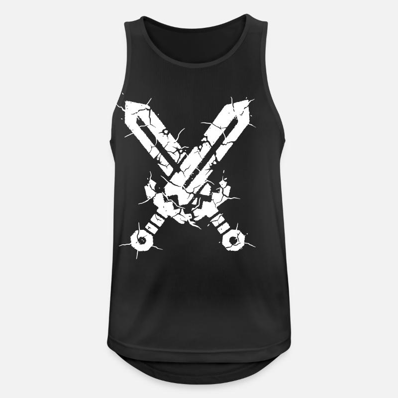  Gekreuzte Schwerter Risse Kampf - Männer Tank Top atmungsaktiv - Schwarz