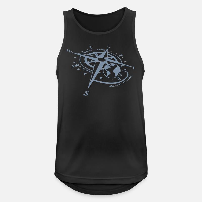 Kompass Weg Ziel Bstyled Freizeitmode - Männer Tank Top atmungsaktiv - Schwarz