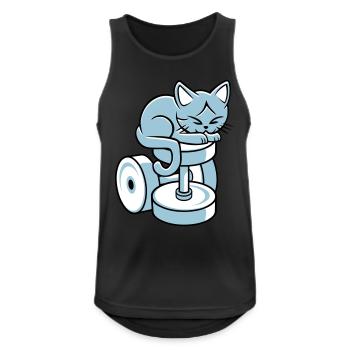 Katze auf Hantel - Männer Tank Top atmungsaktiv - Schwarz - Vorne - Nick (188cm)