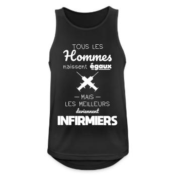 Hommes égaux meilleurs deviennent infirmiers - Débardeur respirant Homme - noir - Devant - Nick (188cm)