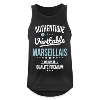 Authentique et véritable Marseillais - Original - Débardeur respirant Homme - noir - Devant - Nick (188cm)