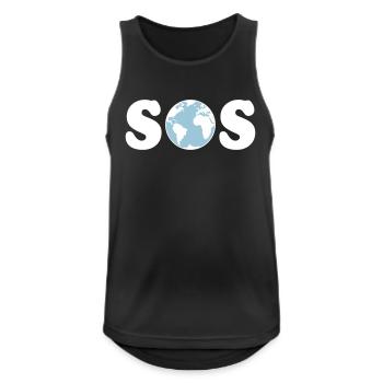 SOS – Earth Day / Klimawandel (W / 2C / SVG) - Männer Tank Top atmungsaktiv - Schwarz - Vorne - Nick (188cm)