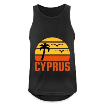 Cyprus (Halbsonne, Palme, zwei Vögel) - Männer Tank Top atmungsaktiv - Schwarz - Vorne - Nick (188cm)