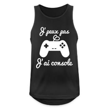 J'peux pas j'ai console - geek gamer nerd - Débardeur respirant Homme - noir - Devant - Nick (188cm)
