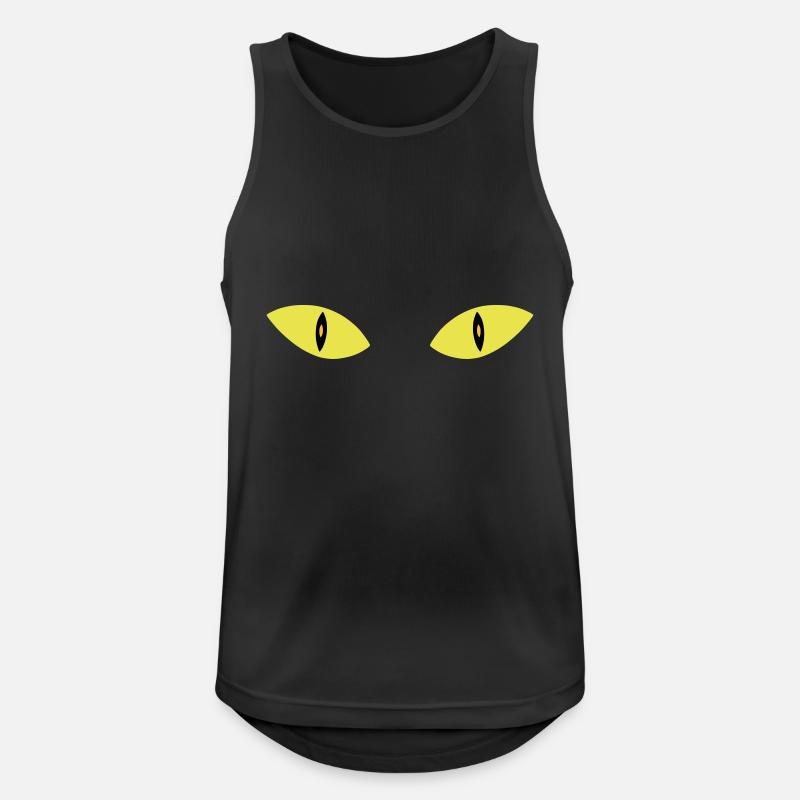 ★ Couleurs de conception modifiables ★ Deux yeux de chat - Débardeur respirant Homme - noir