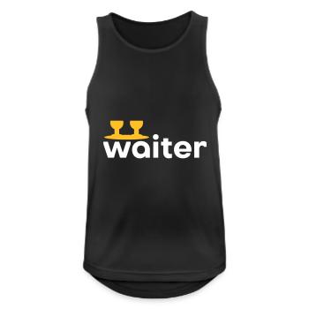 Waiter (Tablett mit zwei Weingläsern) - Männer Tank Top atmungsaktiv - Schwarz - Vorne - Nick (188cm)