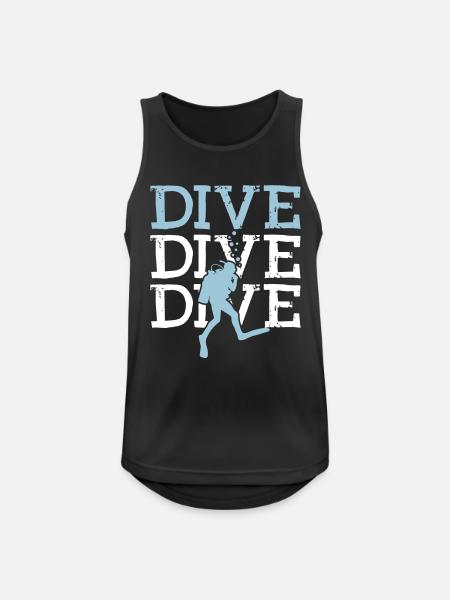Dive Tshirt Funny - Männer Tank Top atmungsaktiv - Schwarz