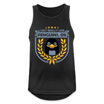 I just like penguins - Männer Tank Top atmungsaktiv - Schwarz - Vorne - Nick (188cm)