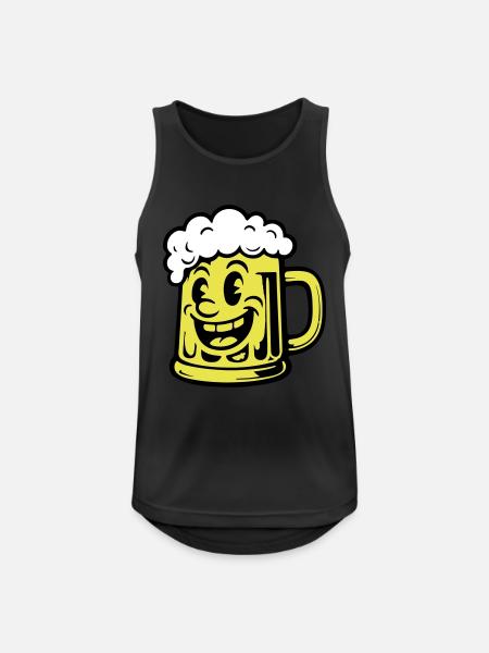 Bier Lustig Comic - Männer Tank Top atmungsaktiv - Schwarz