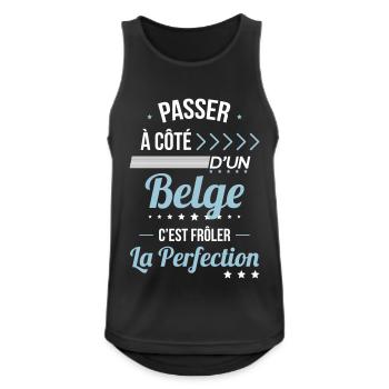 Belge - Frôler la perfection - Belgique - Débardeur respirant Homme - noir - Devant - Nick (188cm)