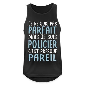 Je ne suis pas parfait mais je suis policier - Débardeur respirant Homme - noir - Devant - Nick (188cm)
