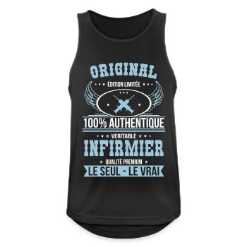 Authentique et véritable infirmier - Original - Débardeur respirant Homme - noir - Devant - Nick (188cm)